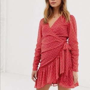 All Saints Flores Heart Ruffle Mini Wrap Dress